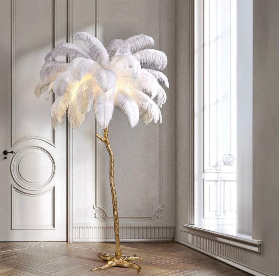 Luxury Ostrich Feather Floor Lamp (H170cm/35Feathers)