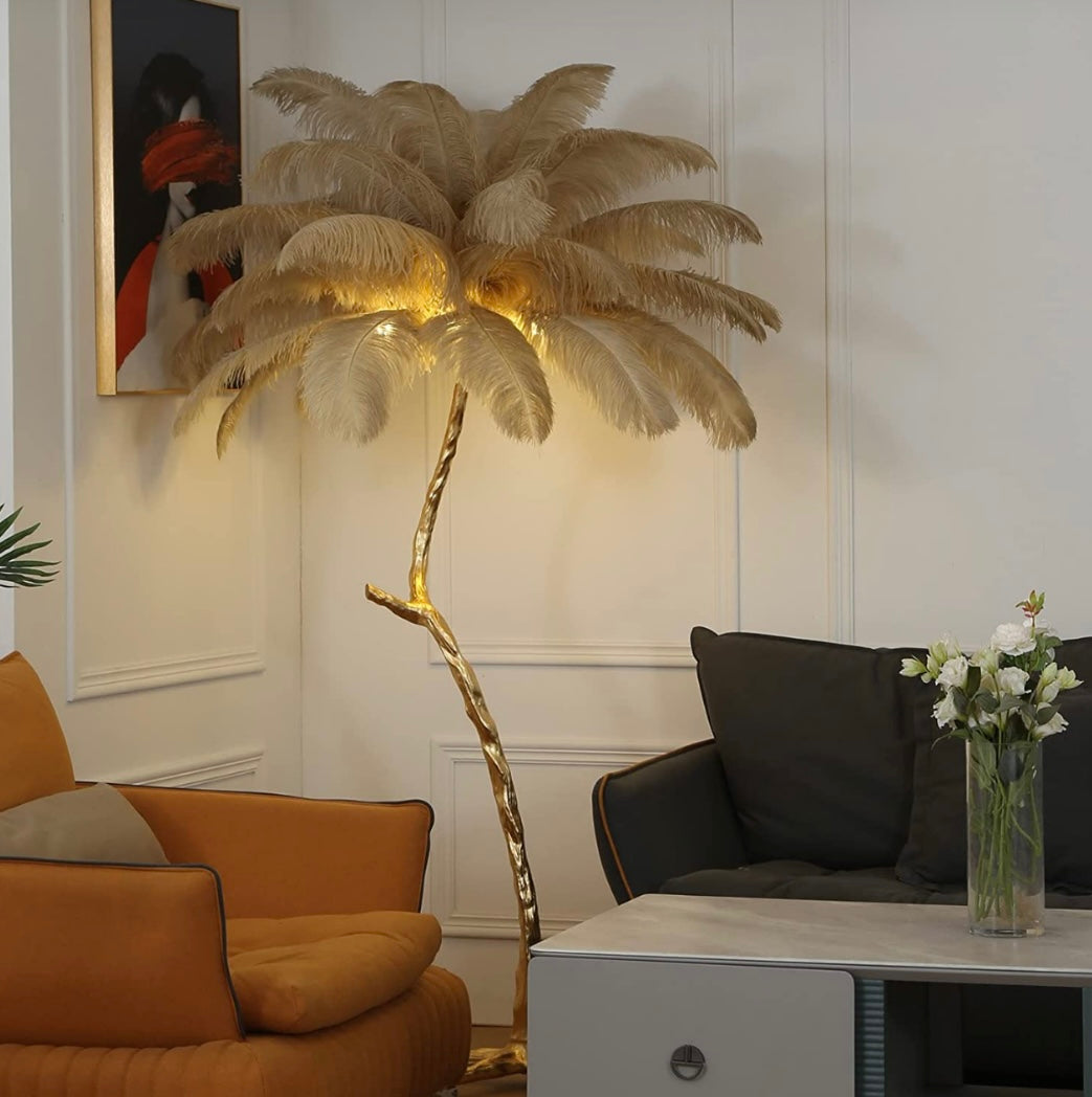 Luxury Ostrich Feather Floor Lamp (H170cm/35Feathers)