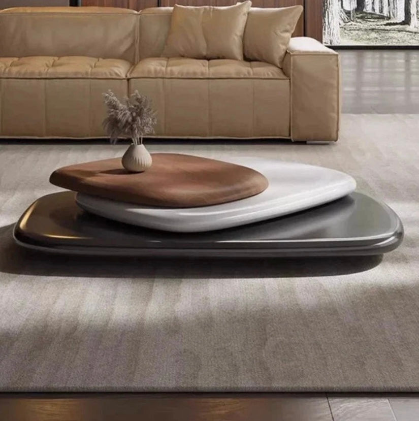 Italian Design Stacked Pebble Rotating Coffee Table