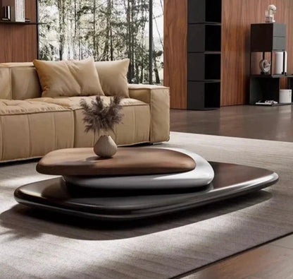 Italian Design Stacked Pebble Rotating Coffee Table