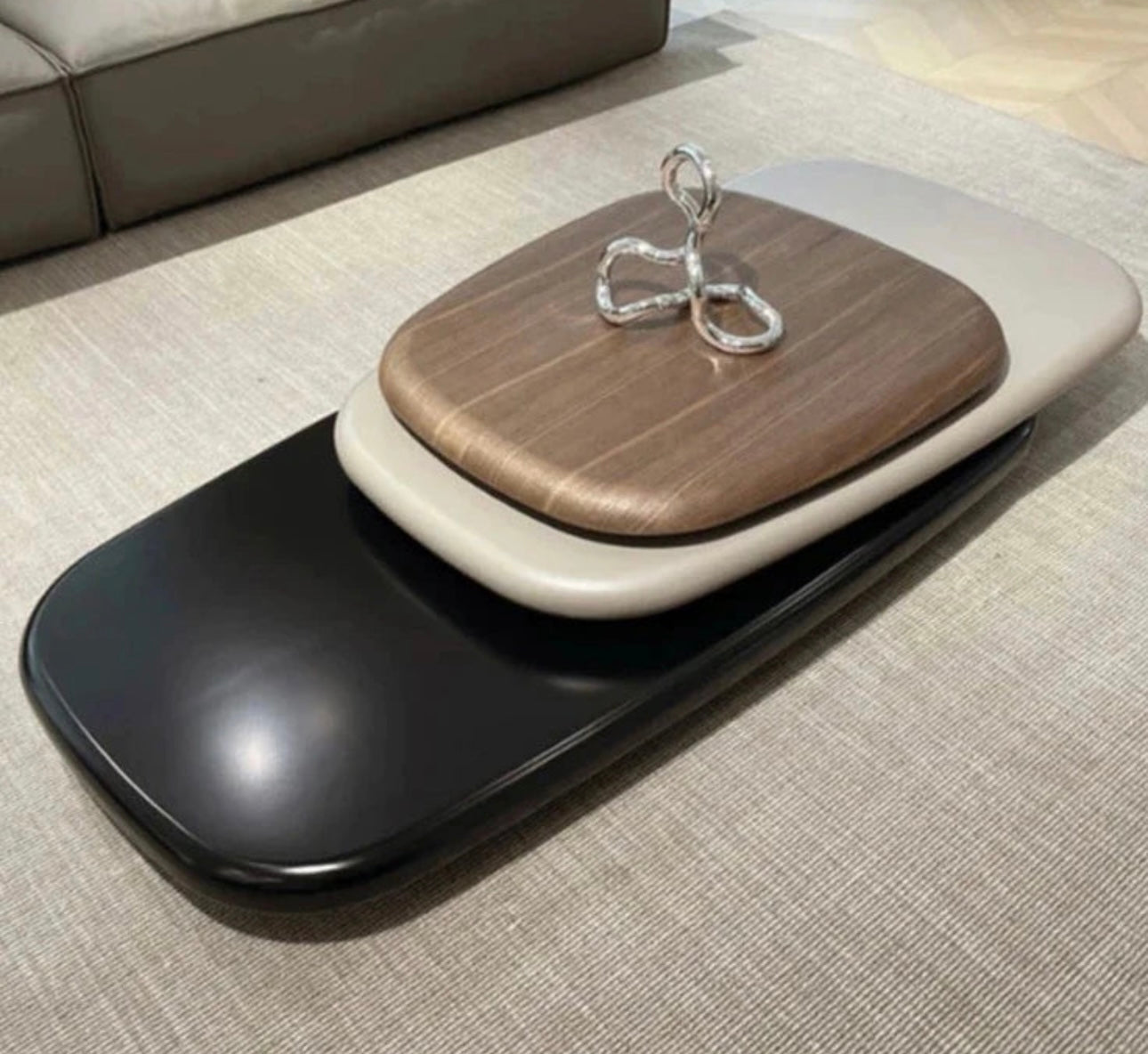 Italian Design Stacked Pebble Rotating Coffee Table